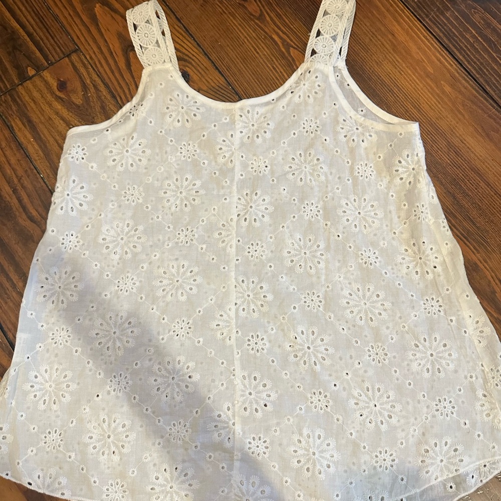 White Eyelet Lace Tank Top - Women